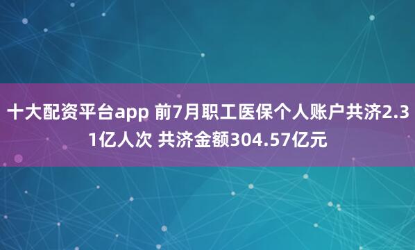 十大配资平台app 前7月职工医保个人账户共济2.31亿人次 共济金额304.57亿元