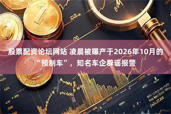 股票配资论坛网站 凌晨被曝产于2026年10月的“预制车”，知名车企辟谣报警